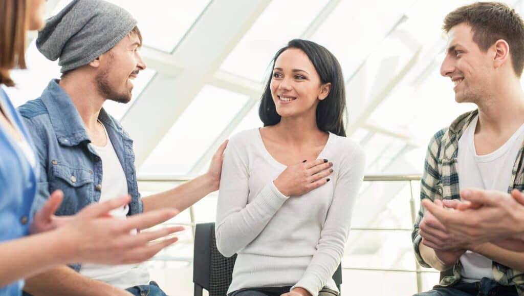 Woman participating in group therapy at our Bala Cynwyd rehab.
