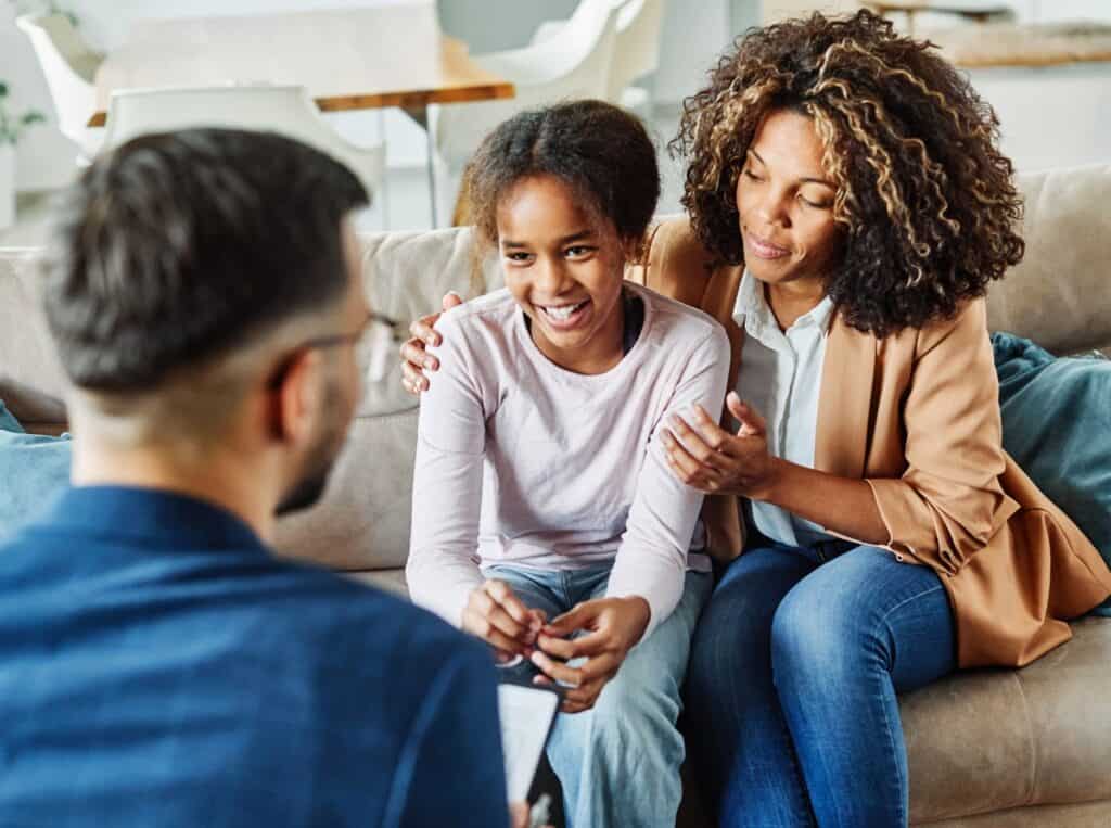 A mother and her daughter enjoy family therapy in Philadelphia.