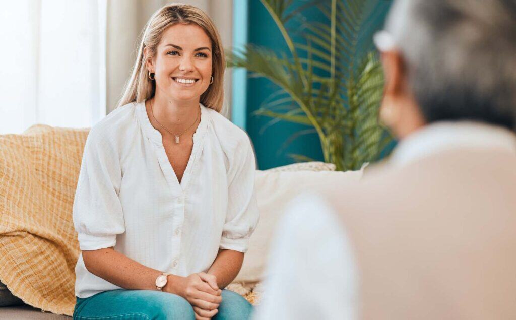 Woman engaged in therapy during an Intensive Outpatient Program.