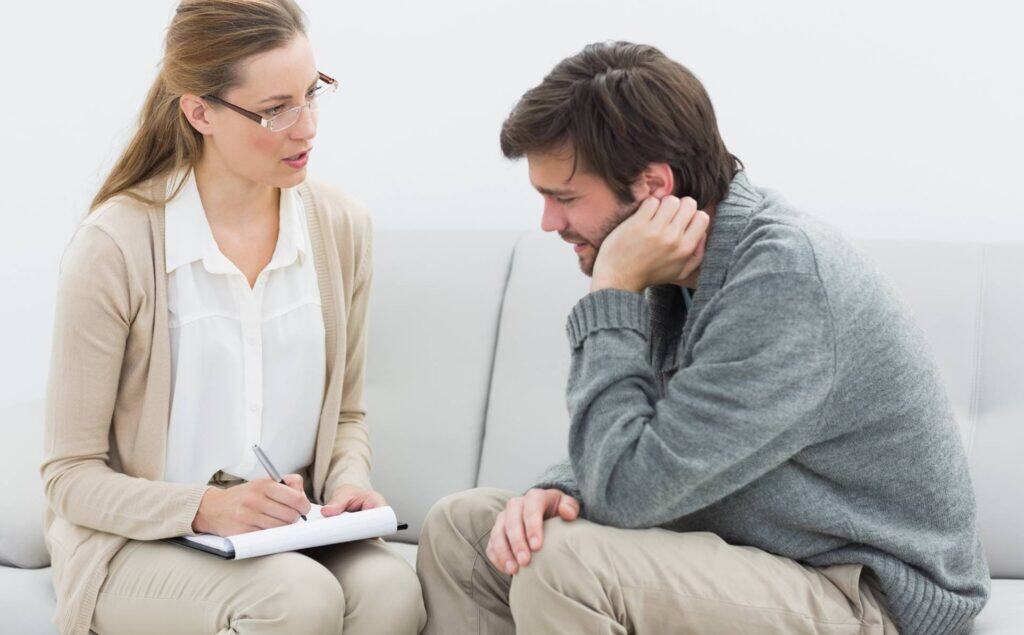 Man in a dialectical behavior therapy session in Philadelphia.