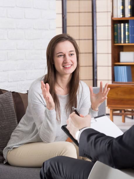 A woman learns about us through personalized therapy.