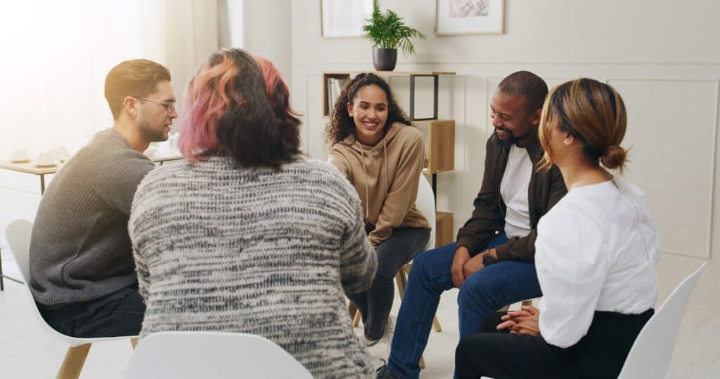 People share their experiences during group therapy through philadelphia marijuana addiction treatment.